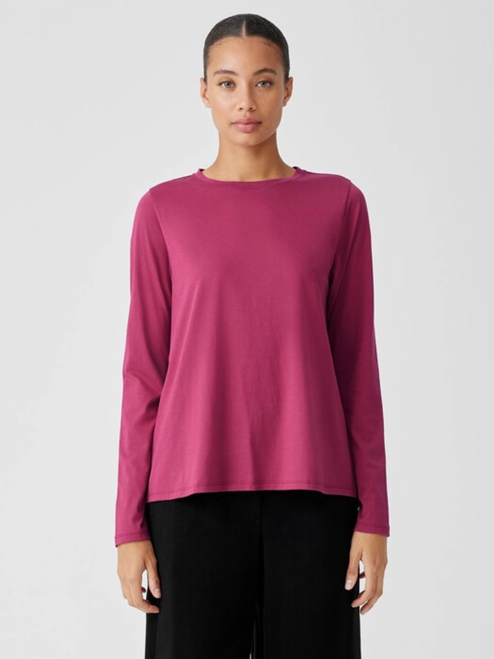 Eileen Fisher Organic Pima Cotton Jersey Long-Sleeve Tee Pink
